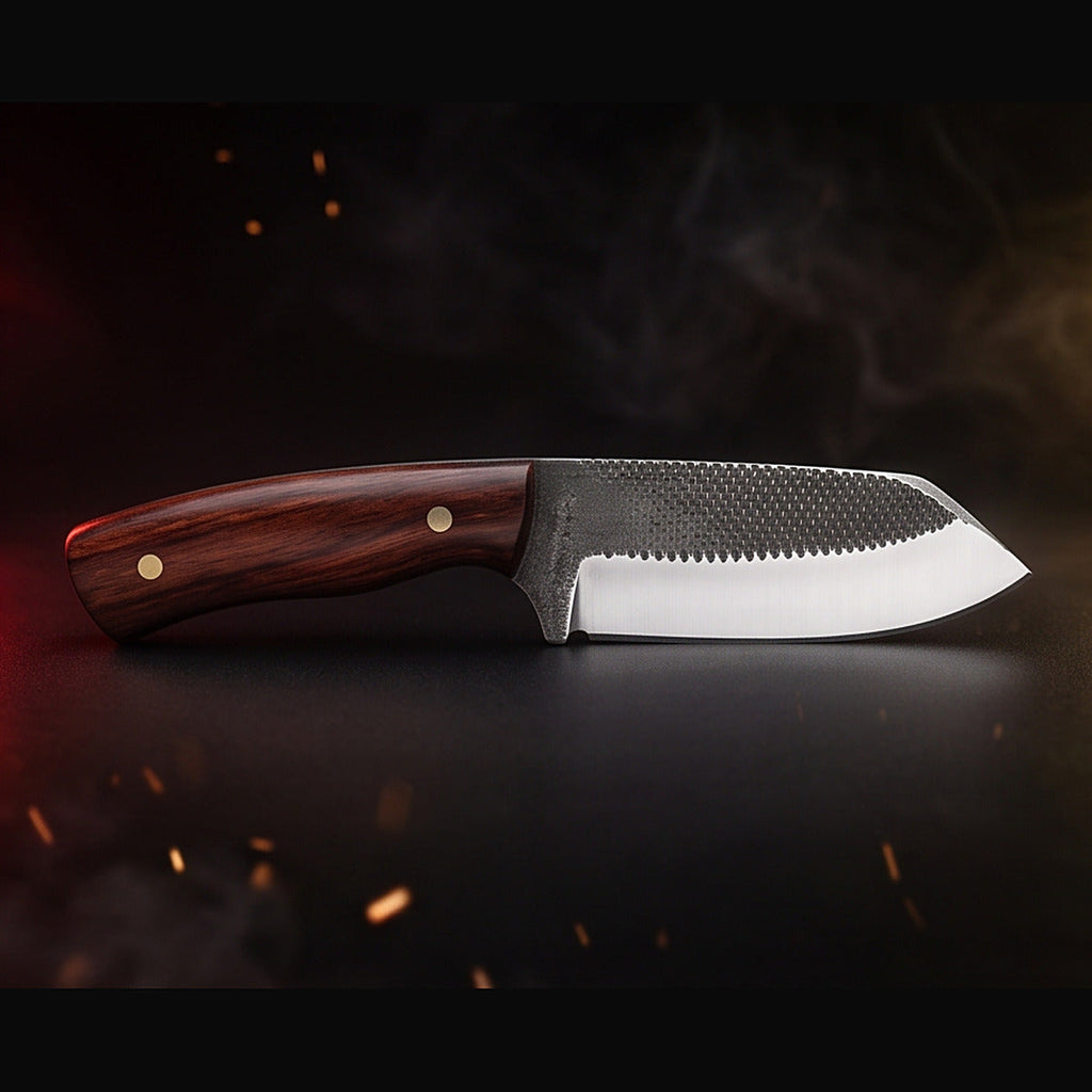rasp steel bull cutter knife with rosewood handle, left side profile