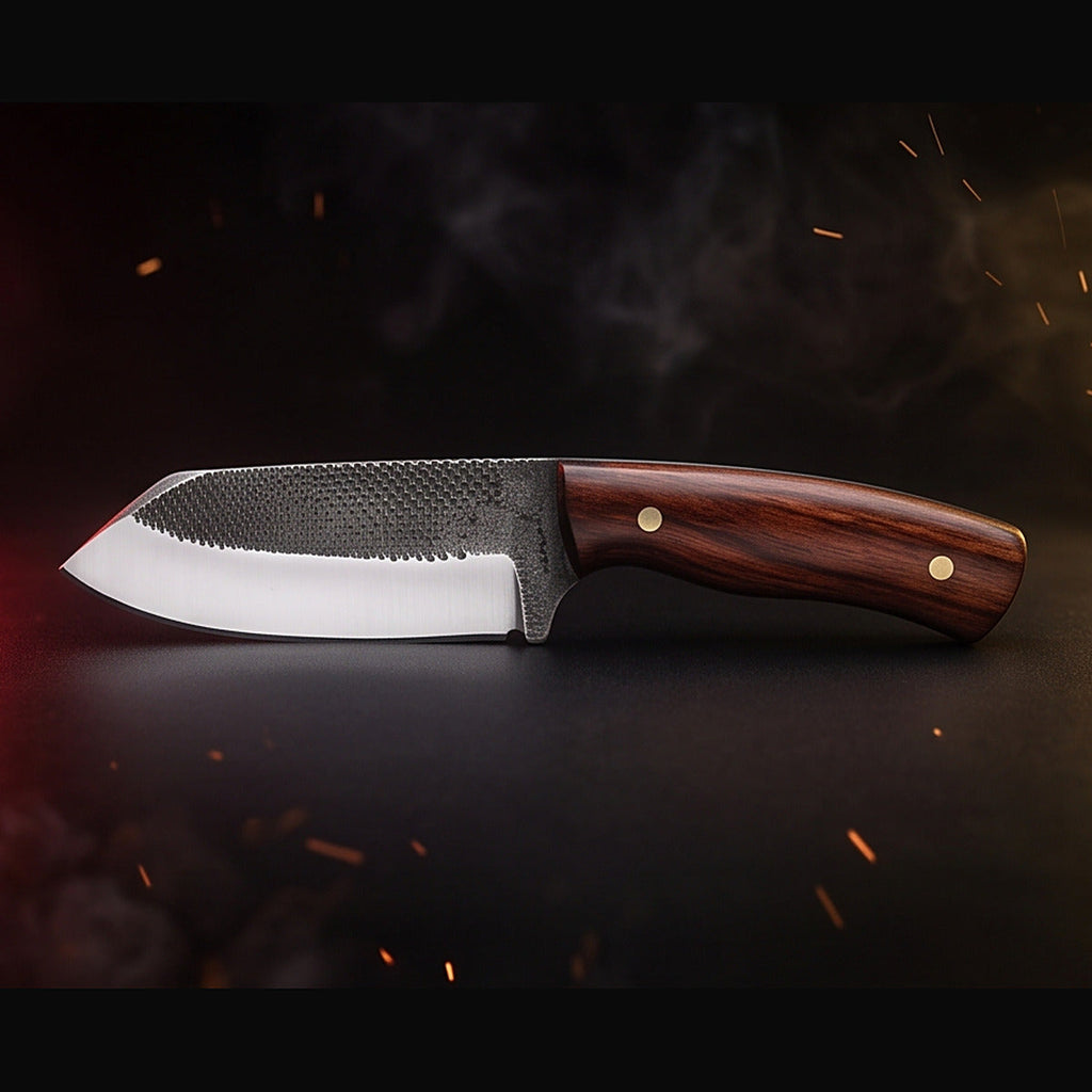 rasp steel bull cutter knife with rosewood handle, right side profile