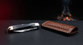 Closed hand forged gentlemans folding knife with a black buffalo horn handle and polished nickel silver bolsters