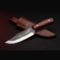 Rasp steel nessmuk bushcraft knife with rosewood handle and leather sheath